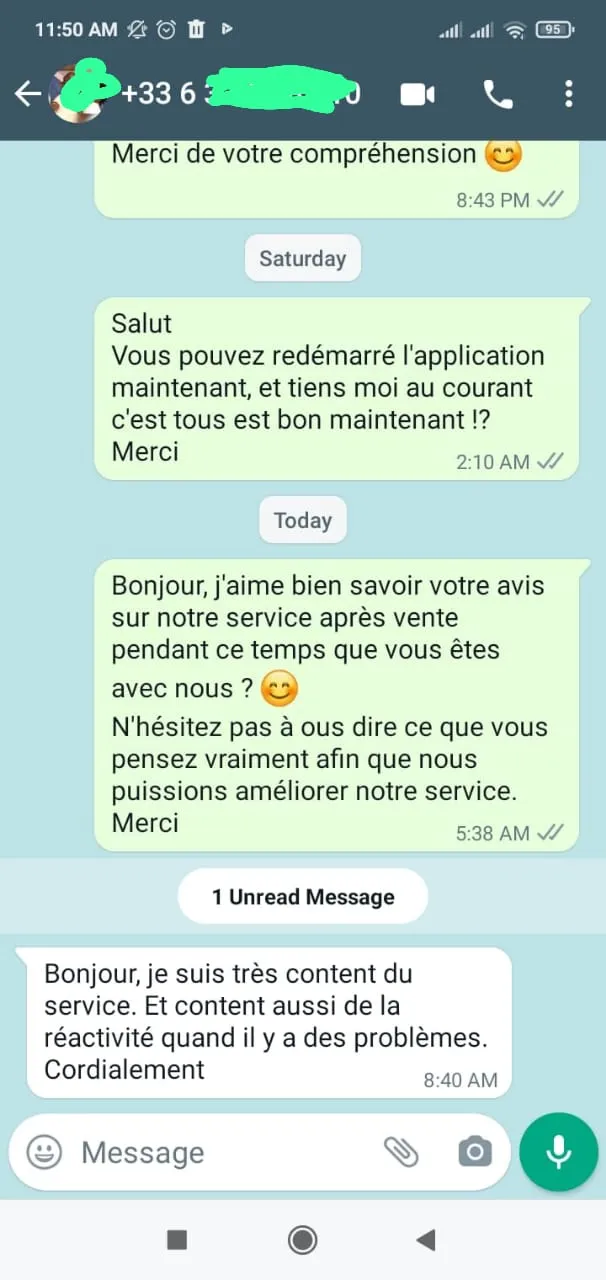 Avis client Planet IPTV — témoignage WhatsApp